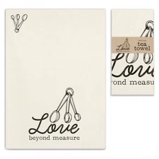 Flour Sack Tea Towel - "Love Beyond Measure" Spoon Design - 100% Cotton CTW 