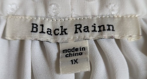 Black Rainn Womens Size 1X White 100% Polyester Long Sleeve Shirt 23 - Picture 6 of 8