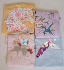 Lot Of 4 Girls UNICORN TOPS- 2 S/S, 2 L/S- Cat & Jack, Children's Place, size...