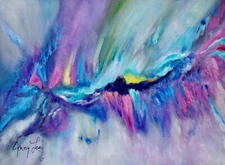 "ABSTRACT COLOR". Original Oil Painting One of a Kind, Signed ART DECO