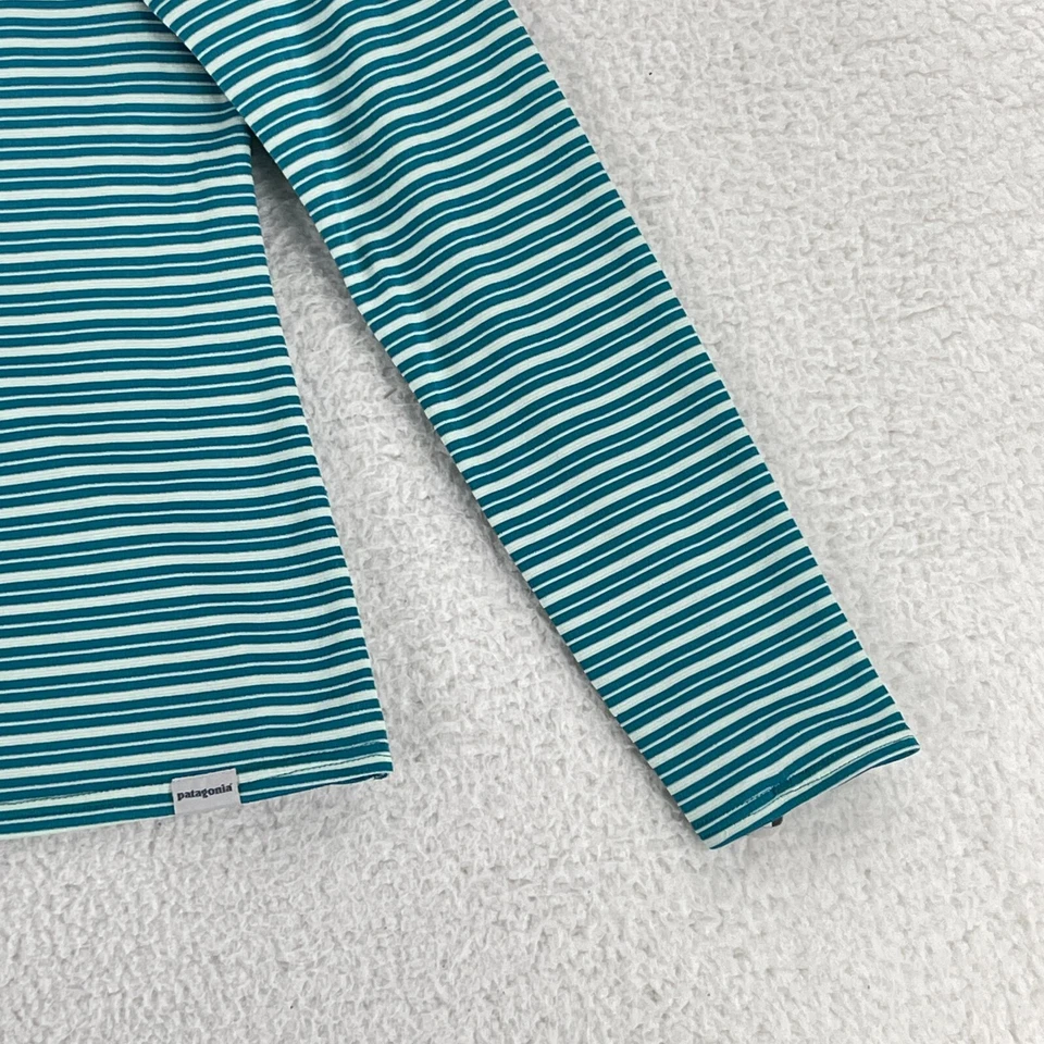 Camisa feminina Patagonia listra verde Capilene 3 peso médio Polartec tamanho médio - Imagem 4 de 4