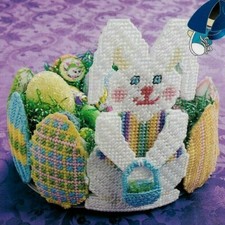 EGGS BUNNY BASKET EASTER PLASTIC CANVAS PATTERN INSTRUCTIONS