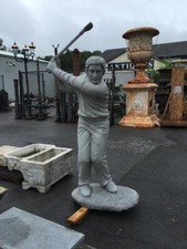 HAND CARVED GRANITE ESTATE INDOOR OR OUTDOOR  LARGE GOLFER STATUE  - JD38