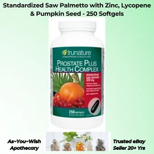 250 Softgels Trunature Prostate Plus Health Complex Saw Palmetto Zinc Lycopene