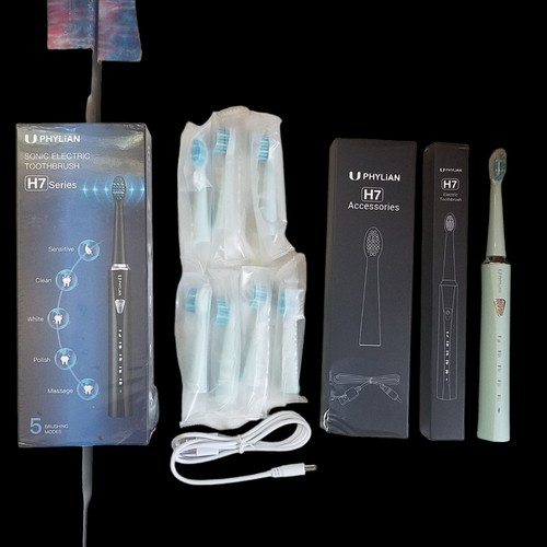 LIGHT MINT GREEN Phylian Sonic Electronic Toothbrush 5 Brushing Modes H7 Series - Picture 23 of 23