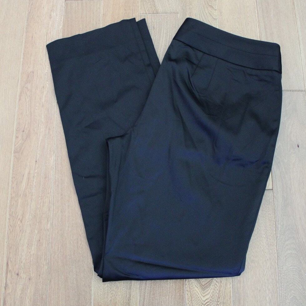 White House Black Market Satin Black Slim Straight Leg Dress Pants 10