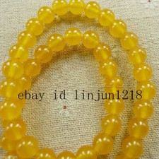 6/8/10/12/14mm Natural Yellow Jade Round Gemstone Loose Beads 15''