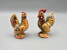 Vintage Ceramic Rooster and Hen - Set of 2 Figurines Colorful Rare