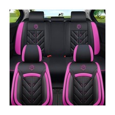 Leather Auto Car Seat Covers 5 Seats Full Set Universal Fit Black Rose