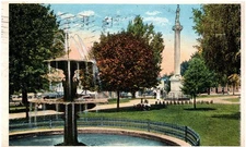 Vintage Postcard Fountain and Monument Public City Park