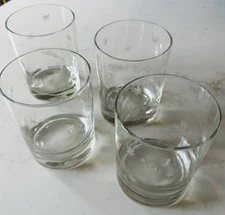 Set of 4 Etched Star Lowball Tumblers Glasses ￼