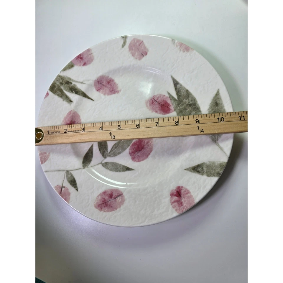 Set of 4- 222 FIFTH Paper Rose Petals Soft Discontinued 10.75" Dinner Plates - Image 4 of 4