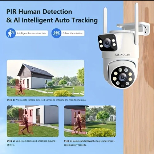 Cámara de vigilancia Dual Lens 2.4G 2K Wi-Fi IP IP65 resistente a la intemperie seguimiento automático PTZ - Imagen 4 de 13