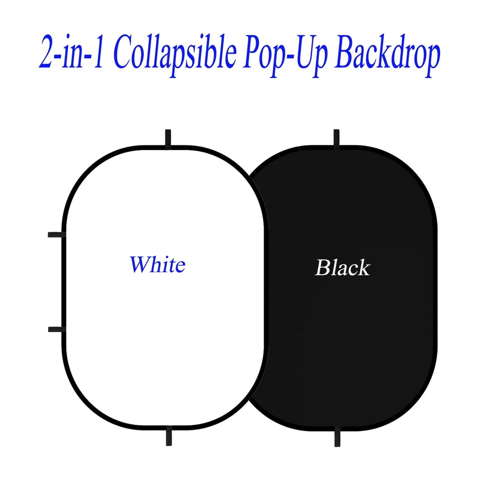 Telón de fondo blanco negro Chromakey de 5x7 pies/1,5 x 2 m con soporte de 7,8 pies/2,4 m, 2 en 1 rev... Foto 2 de 4