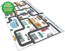 Carpet Play Mat for Kids Educational Traffic Rug 31X47In Non-Slip Polyester