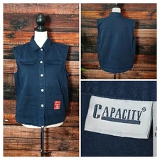Capacity Vest Size Large Navy Button Front Sailboat Nautical Vintage