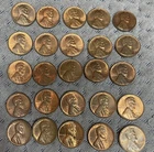 wheat penny  Partial ROLL  RED BU LINCOLN CENT ROLL GEM RED UNC  1950s 25 Coins