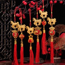 2026 Year Of The Horse Wall Hanging Chinese New Year Red Gold Pendant Luck Decor