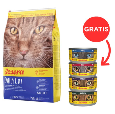 JOSERA Daily Cat Trockenfutter 10 kg + 4 Dosen GRATIS