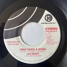 Jan Berry &ndash; Sing Sang A Song, WHITE LABEL PROMO, ODE 66120, 1976 Pop Rock