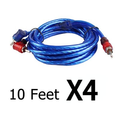 4x 10FT RCA Cable - Home Car Audio DVD Hi-Fi Dual Channel Male Copper Wire Cord