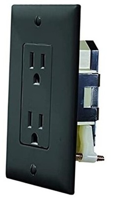 AC Self-Contained Dual Outlet with Cover Plate S817 - 15 Amp 125 VAC Black