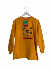 Vintage Chi Chi Sweatshirt gelb bestickt Wildtiere Pilz Hirsch One Size