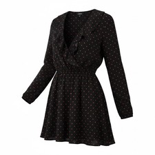 Express Women’s Medium Black and Red Polka Dot Too Cute Ruffle Mini Dress