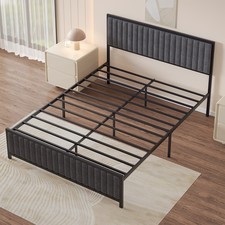 Twin Full Queen Size Upholstered Bed Frame Metal Platform Bed with Headboard