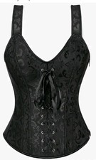 NWOT Gothic Ajustable Satin Laced Up Zipper Oberbust Corset Womens Plus 5XL