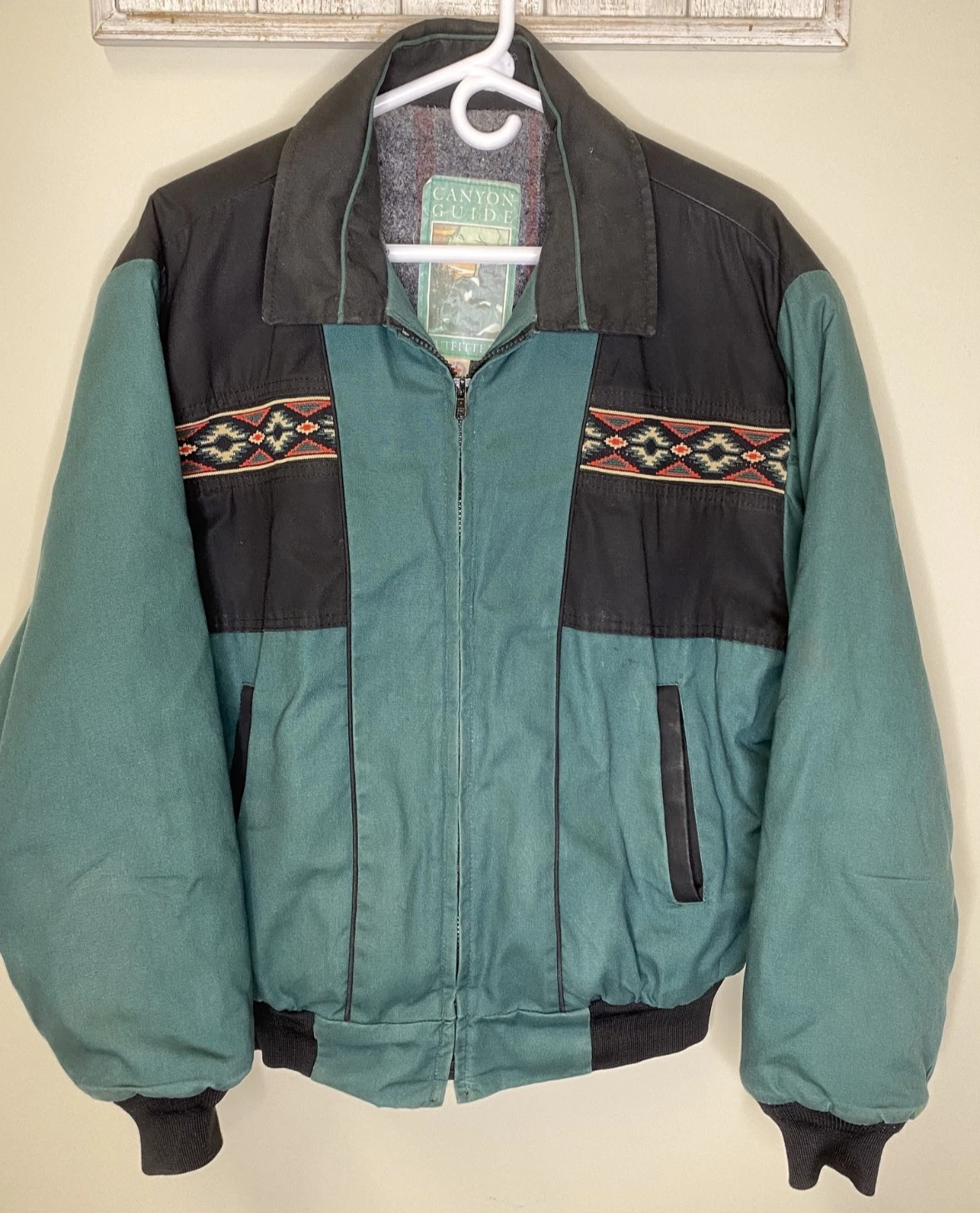 VETEMENTS Cappotto anni 90 CANYON GUIDE VINTAGE Western AZTEC Barn Chore coperta foderato giacca grande