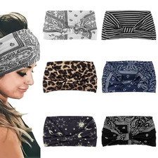 6 Pack Wide Boho Headbands for Women, Women's Hair Band Turban Workout Hairba...