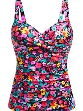 Women's Underwire Tankini Top Only - Tummy Control Bathing Suit Top No Bottom M