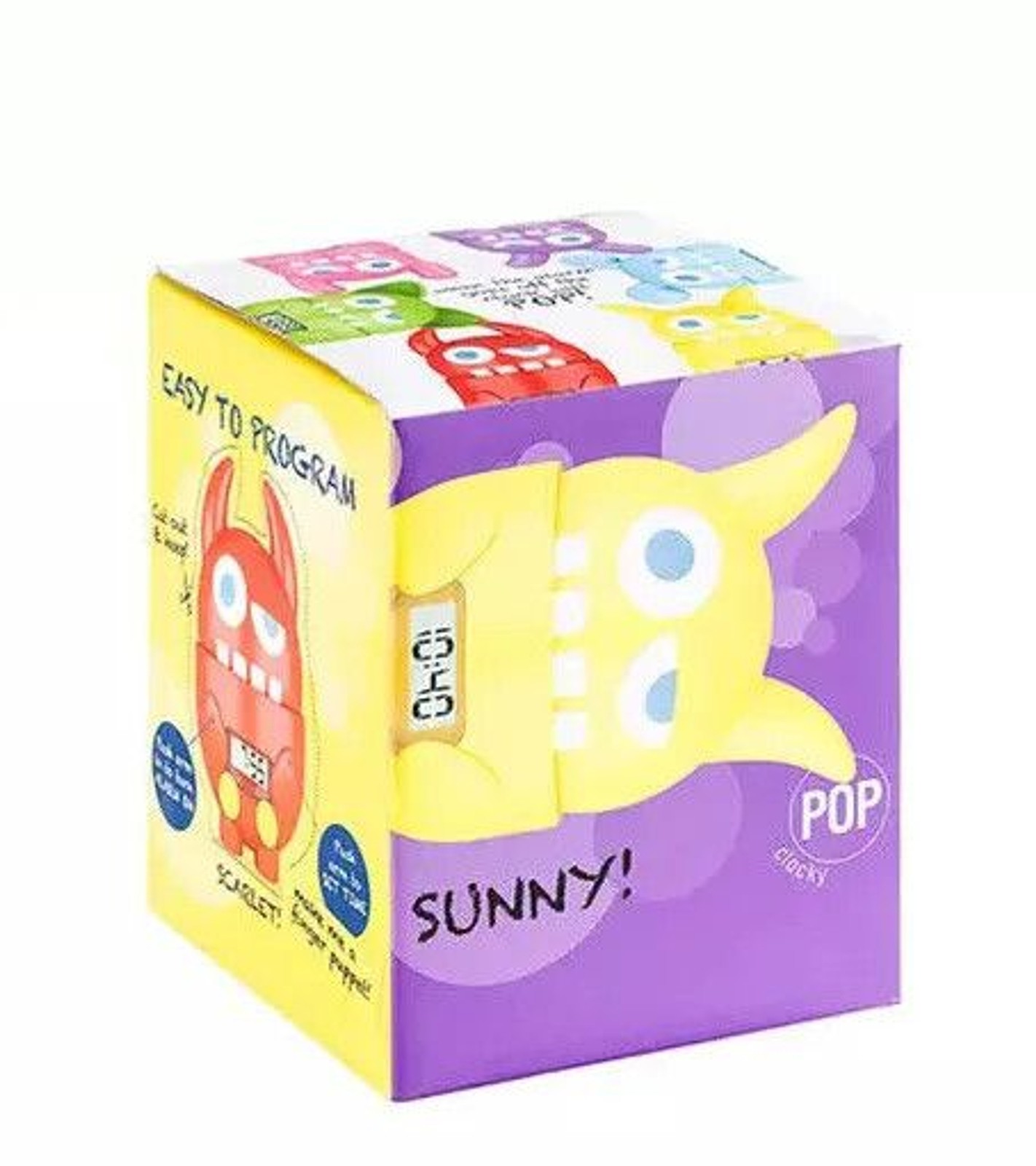 Pop Clocky Pop Monster “SUNNY” Yellow Kids Alarm Clock (Bounces Around) NEW!!!