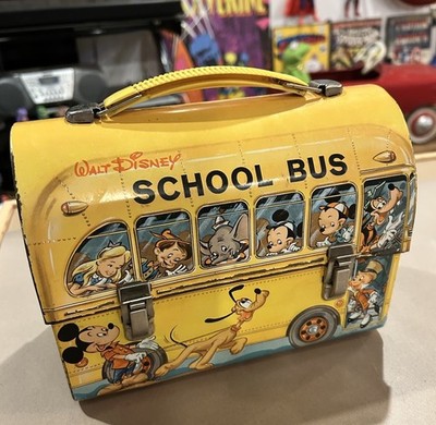Walt Disney ヴィンテージ メタルランチボックス Vintage 1960s Walt Disney School Bus Metal Lunch Box. | eBay