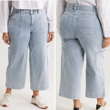 Democracy Ab Technology Crop Wide Leg Carpenter Jeans Light Blue Women Size 10