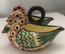 Vintage Henriot Quimper French Faience Swan Double Open Salt Cellar No 72