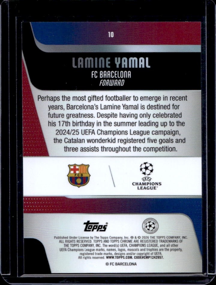 2025-26 Topps Chrome UEFA Lamine Yamal #10 Barcelona view 2