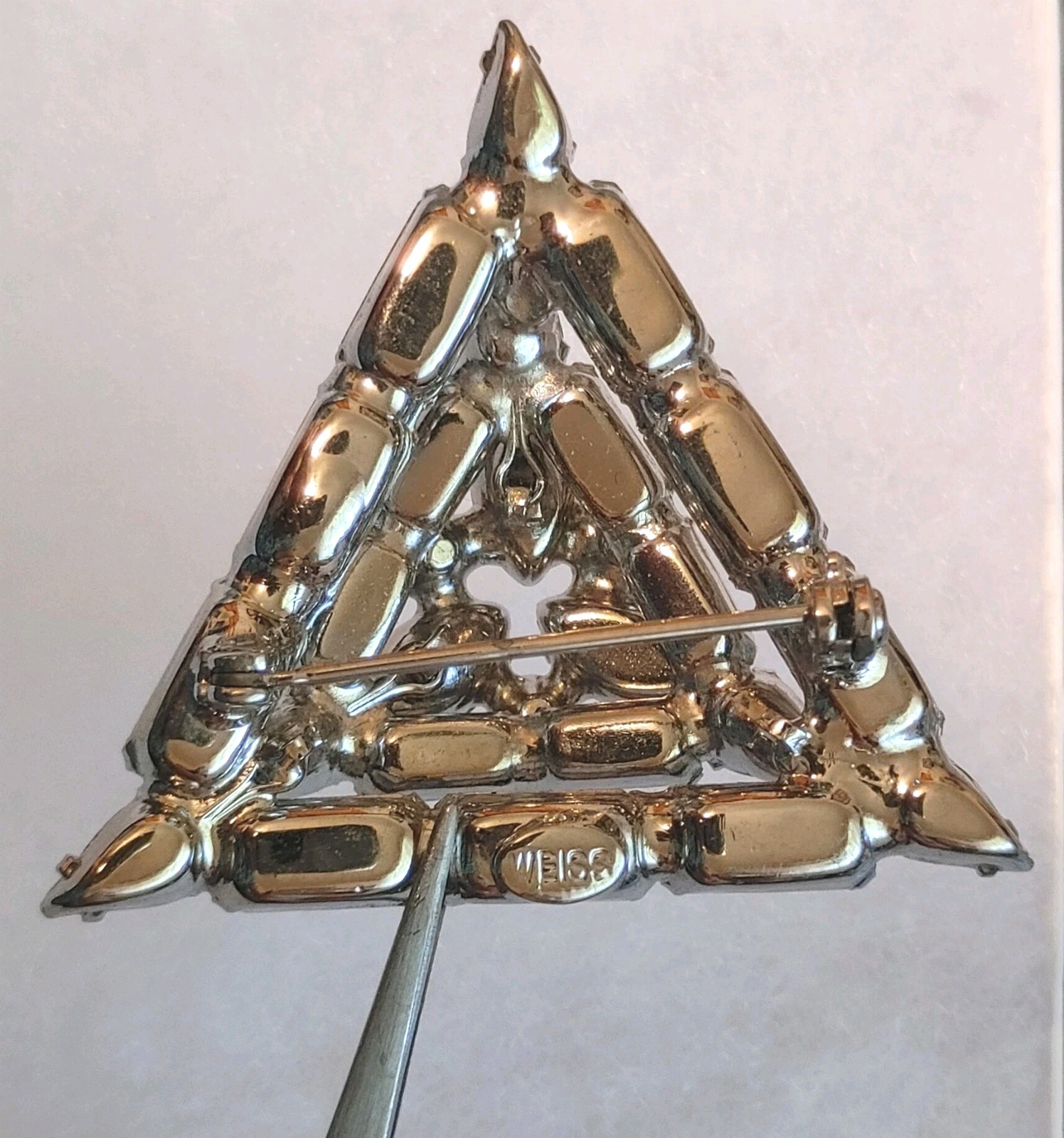 WEISS Signed Rhinestone Triangular Shaped brooch,… - image 10