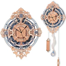 RORK Time Art Romantic 3D Wooden Puzzle Wall Clock DIY Mechanical Model Decor