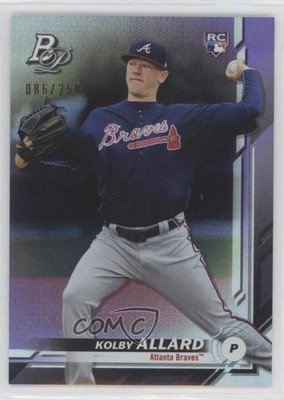 2019 Bowman Platinum Wal-Mart Purple Foil 86/250 Kolby Allard #20 Rookie RC 03xg