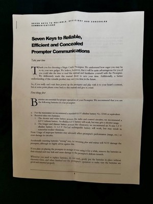 SEVEN KEYS TO RELIABLE, EFFICIENT AND CONCEALED PROMPTER COMMUNICATIONS