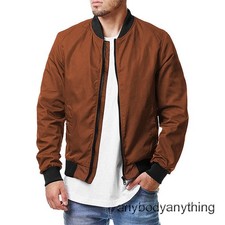 Men Fall Casual Thin Jacket Lightweight Sportswear Full-Zip Spring Coat