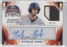2015 Stars and Stripes Materials Signatures Prime 18/25 Nick Banks #77 Auto nd3