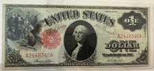 1917 One Dollar United States Note $1 Large Size RED SEAL "SAWHORSE"- Crispy