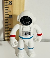Small White Space Astronaut Figure Plastic Toy w/ Black Visor Red/Blue