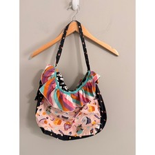Halloween Hobo Bag Large Multicolor Ghost Cat Cupcake Ruffle
