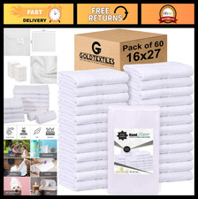 16x27" White Cotton Blend Hand Towels - Absorbent, Ideal for Salon, Gym, Hotel,