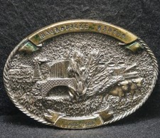 XC17103 VINTAGE 1986 MACKSVILLE, KANSAS COMMEMORATIVE MENS BRASS BELT BUCKLE