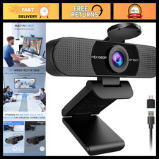 1080P Webcam with Microphone, Dual Mics, 90 FOV, HD Computer Camera